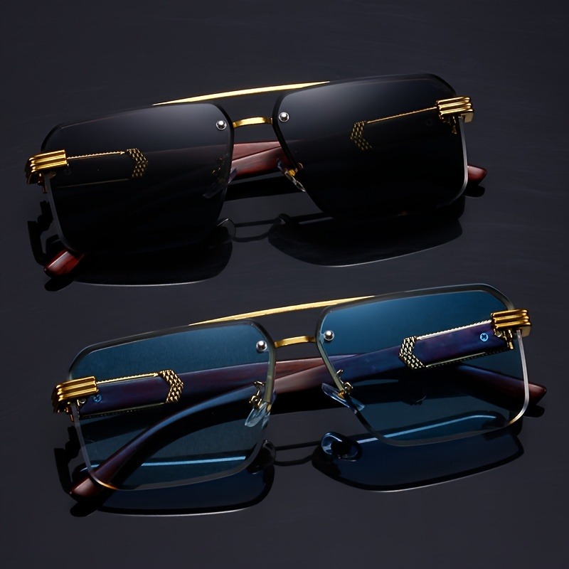 Woodworking Basics - Trend Double Beam Rectangle Sunglasses Men