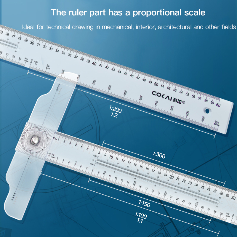 Woodworking Basics - Dual-Sided T Square Ruler Clear Transparent