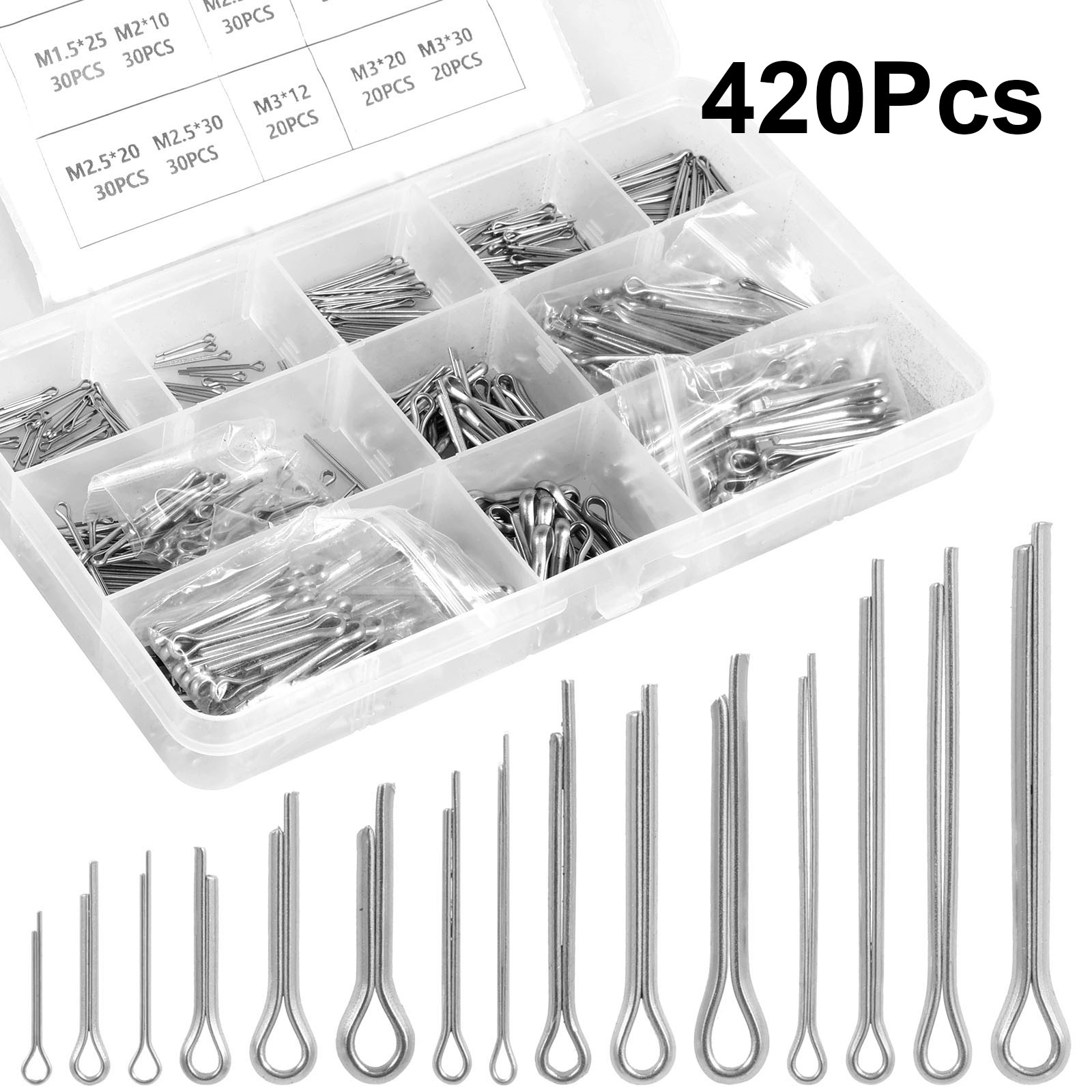 Woodworking Shop - 420Pcs Cotter Pin Assortment Kit Split