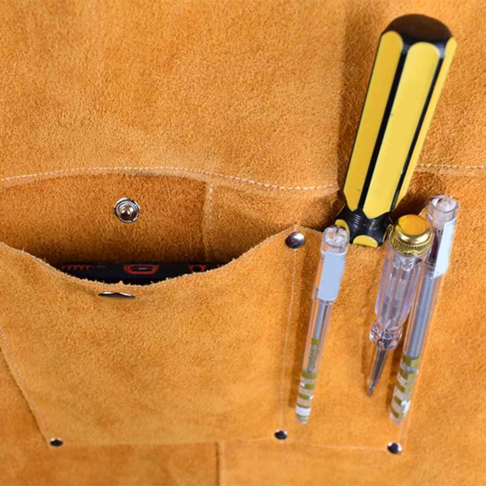 Woodworking Apron - Orange Thick Cowhide Welding Apron Cowhide