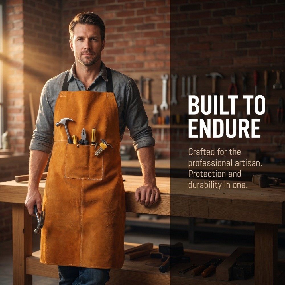 Orange Thick Cowhide Welding A - đánh giá và giá Woodworking Apron
