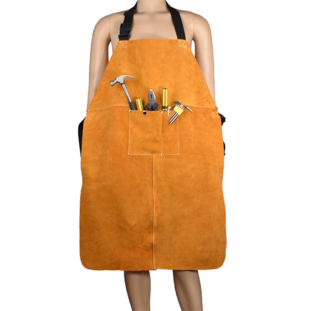 Orange Thick Cowhide Welding A - đánh giá và giá Woodworking Apron