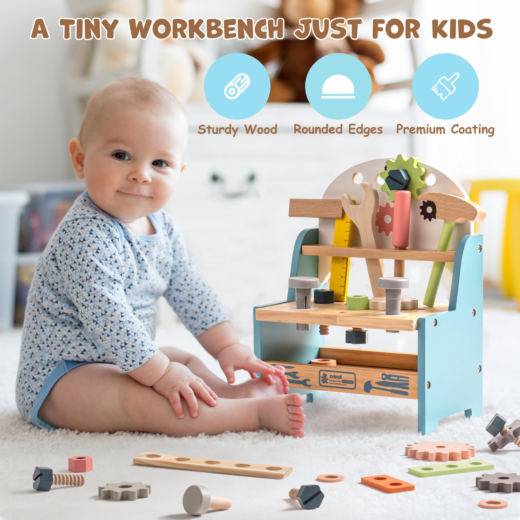 ROBUD Mini Wooden Play Tool Wo - đánh giá và giá Woodworking Shop